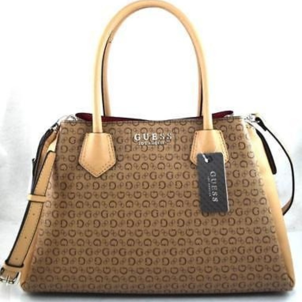 GUESS SHELDON BROWN MOCHA SATCHEL CROSSBODY BAG